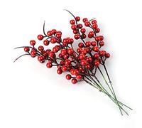 Moonvvin 20-Pack Artificial Red Berry Stems, 26cm Long Christmas Berries for Holiday Wedding Party DIY Christmas Tree Crafts Decor