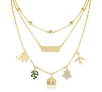 MOONWALTZ Multilayered Gold Charm Necklace for Women Sweet Fruit Sports Music Queen Cubic Zirconia Choker Tag Necklace with Cute Theme Pendant Adjustable Y2K Necklace Summer Beach Party Jewelry Gift