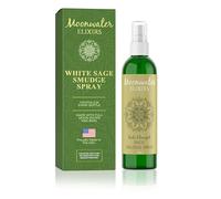 Moonwater Elixir White Sage Spray for Smudging - Sage Spray for Clearing Negative Energy, Smudge Cleansing Sage Spray for House Negative Energy with Sage Oil & Crystals, Sage Spray Mist - 4oz