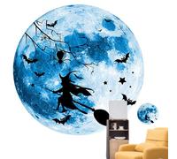 MoonWitch - PVC Material, Halloween Witch Decorations, Dark Removable Clings | Glow-in-The-Dark Wall Decals, Reusable Spooky Stickers for Haunted House, Door, and Room Decor