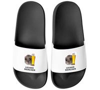 MoonWorks® Bath Slippers Men Women Unisex with Saying "Lecker Bierchen" Slippers Hamster Meme Bath Slippers Party Holiday, Hamster black and white, 9.5 UK