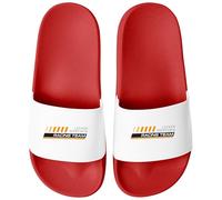 MoonWorks® Bath Slippers with Saying "Lecker Bierchen" Unisex with Print for Men and Women, Fun Gift Beer Lovers, Racing Team Red White, 12.5 UK