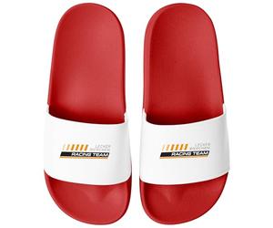 MoonWorks® Bath Slippers with Saying "Lecker Bierchen" Unisex with Print for Men and Women, Fun Gift Beer Lovers, Racing Team Red White, 12.5 UK