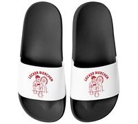 MoonWorks Bathing Slippers, Funny Saying "Lecker Bierchen" Unisex Printed Men's Women's Bathing Shoes Men Women, Delicious beer black and white, 12 UK