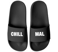 MoonWorks® Bathing Slippers with Saying Funny Chill Mal Relax Unisex with Print Men's Women's Bathing Shoes, Chill Mal 1 Black, 40 EU