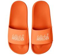 MoonWorks® Bathing Slippers with Saying Hallöchen Aperölchen Aperölchen for Apero for Women with Summer Print, Hallöchen aperolchen orange, 7 UK