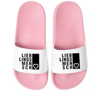 MoonWorks® Bathing Slippers with Saying Lieblingsmensch Unisex Men's Women's Bathing Shoes Gift for Partner Family Friends, Lieblingsmensch pink and white, 4 UK