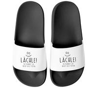 MoonWorks Bathing Slippers with Saying Smile du kannst sie nicht alle töten Sarcasmus Statement Bathing Shoes Men Women, Smile Black White, 9 UK