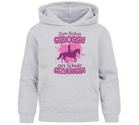 MoonWorks Children's Hoodie Girls Horses Print Funny "Zum Reiten" (German Language), Born Grey for Riding, 152
