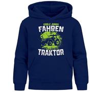 MoonWorks Children's Hoodie Mot Print Tractor Boys Motif Saying Funny Cool Boys Driving Tractor Boys Gifts, tractor navy, 140