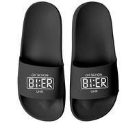 MoonWorks Flip Flops with Saying Beer Clock - Funny Footwear for Men Women Unisex - Fun Gift for Mallorca Drinking Holiday JGA Festival Outfit, Beer Clock Black Black, 8 UK