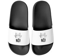 MoonWorks Funny Flip Flops with Cat and Saying - Funny Slippers for Men Women with Humour - Fun Gift for Introverted Sarcasm Fans, Nö black and white, 6 UK