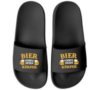 MoonWorks Funny Flip Flops with Saying for Men Unisex Funny Slippers for Drinking Holidays Festival Barbecue Evening Fun Gift with Beer Humour, Beer Black Black, 47 EU