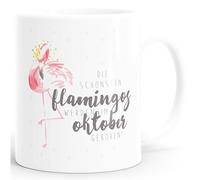 MoonWorks Gift Mug Flamingo Crown The Most Beautiful Flamingos Are Born In October Birthday Mug Plain White One Size