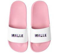 MoonWorks Men's Bath Slippers Malle-Letten Outfit Accessories Holiday Flip Flops Funny with Saying Unisex Bathing Shoes, Malle Pink White, 8 UK
