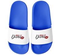 MoonWorks Men's Bath Slippers Malle-Letten Outfit Accessories Holiday Flip Flops Funny with Saying Unisex Bathing Shoes, Malle Divas Blue White, 5 UK