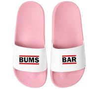 MoonWorks® Men's Flip Flops with Saying Bums Bar - Gadget Malle, Festival JGA - Funny Slides for Beach Party Drinking Tour, Bums Bar 2 Pink White, 9 UK