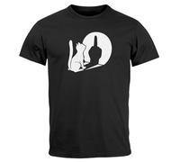 MoonWorks Men's T-Shirt Cat Middle Finger Shadow F*UCK You Fun Shirt Print Funny, Cat middle finger black, XXL