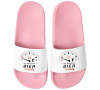 MoonWorks Men's Unisex Bathing Slippers with Saying Ich brauch Bier Urlaub Accessories, Beer display pink white, 7 UK