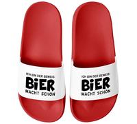 MoonWorks Men's / Women's Unisex Bath Slippers with German Text "Bier macht schön" (Beer Makes Beautiful), Beer Makes Beautiful Red White, 9.5 UK