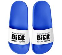 MoonWorks Men's / Women's Unisex Bath Slippers with German Text "Bier macht schön" (Beer Makes Beautiful), Beer Makes Beautiful Blue White, 12 UK
