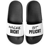 MoonWorks Unisex Bathing Slippers with Hacke Dicht ist Pflicht Printed Men's Women's Bathing Shoes Men Women Gift, Hoe tight black and white, 11 UK