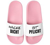 MoonWorks Unisex Bathing Slippers with Hacke Dicht ist Pflicht Printed Men's Women's Bathing Shoes Men Women Gift, Hoe tight pink white, 8 UK