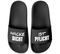 MoonWorks Unisex Bathing Slippers with Hacke Dicht ist Pflicht Printed Men's Women's Bathing Shoes Men Women Gift, Hoe tight black black, 12 UK