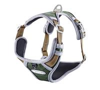 Moony No Pull Dog Harness, Soft Padded Pet Vest Harness Breathable, Adjustable Mesh Lightweight Reflective Sport Harness for Small Medium Large Dogs Dark Green S