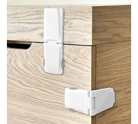 Moonybaby 4 Pack Baby Proof Child Safety Cupboard Locks for Corners and Flat Surfaces, Cupboard Locks for Children, Child Locks for Cabinets Drawer Door for Kids, No Tools Required (White)