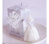 MoonyLI 2 Piece Bridal Candle Elegant Boxed Bridal Dress Wedding Candle Gift Party Decoration (White)