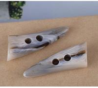 MoonyLI 4pcs Resin Toggle Buttons Horn Imitation Tooth Toggle Buttons Two Holes Horn Tooth Shape Resin Buttons Sewing Craft DIY Accessories 5.5 x 2 cm