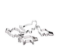 MoonyLI 4Pcs Stainless Steel Cookie Cutter Set Cake Biscuit Cutting Molds Dinosaur Shape Molds