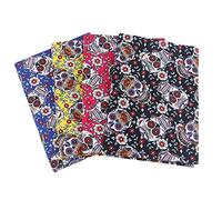 MoonyLI 4Pcs Sugar Skull Fabric Halloween Printed Fabric 100% Cotton Precut Fat Quarters Fabric Bundles Skull Pattern Halloween Decoration Fabric Patchwork DIY Sewing Crafting Quilting Fabric