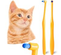 MoonyMars Cat Toothbrush Tuft Head, Small Dog & Puppy Tooth Brushing Kit, Mini Head Teeth Brush for Kitten & Tiny Pet, Doggy Toothbrushes Deep Dental Cleaning, 2 PCS - Orange