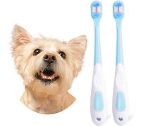 MoonyMars Small Dog Toothbrush, Cat & Puppy Tooth Brushing Kit, Ultra Soft & Mini Head Teeth Brush for Kitten & Tiny Pet, Doggy Toothbrushes Deep Dental Clean, 2 PCS, Blue