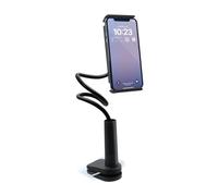 Mooov 639321 Phone and Tablet Holder for Desk, Bed with Flexible Articulated Arm - Adjustable Clamp - Compatible with Smartphones from 5 to 13 inches - Black