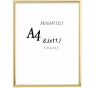 Moopkey 8.3x11.7 Picture Frame - A4 Gold Display Frame,Horizontal and Vertical Formats for Tabletop or Wall Display Thin Photo Frame for Award,Gallery Wall
