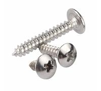 MOOPW 304 Stainless Steel Round Head Wood Screws Cross Mushroom Head Self Drilling Self Tapping Screws Pointed Tail M4 x 10mm 40 Pcs