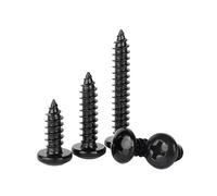 MOOPW Round Head Wood Screws - Stainless Steel 304 Black Zinc Plated Self Tapping Screws Cross Pan Head Pointed Tail Drilling Screw M3 x 14mm 50 Pcs