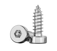 MOOPW Stainless Steel 304 Thin Head Hex Socket Self Tapping Screws Cylindrical Head Internal Hex Self Drilling Screws M4 x 8mm 50 Pcs