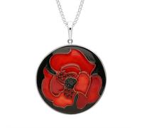Moorcroft Sterling Silver Forever England 2 Poppy Round Necklace - Silver