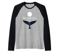 Moorea Polynesie Whale Tail Sunset Raglan Baseball Tee