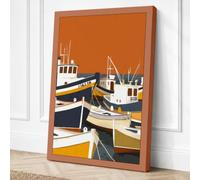 Moored Fishing Fleet Canvas Wall Art Print 30x20 Inch (76 x 51 cm)