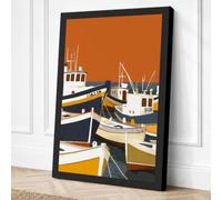 Moored Fishing Fleet Canvas Wall Art Print 30x20 Inch (76 x 51 cm)