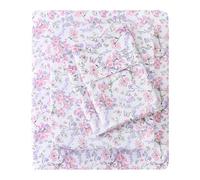 Mooreeke Cozy Vintage Microfiber Printed Full Sheet Set - Soft Breathable Percale Cotton Floral Bed Sheets with Deep Pocket - Non-Slip Fitted Design - Pink Purple Flowers Pattern