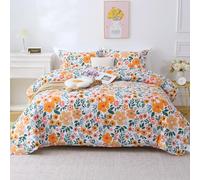 Mooreeke Duvet Cover King Size, 3 Piece Green and Yellow Botanical Patterned Duvet Cover Set with Zipper Closure, Soft & Breathable Microfiber Bedding Set with 4 Corner Ties and 2 Pillow Shams