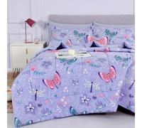 Mooreeke Kids Twin Comforter Sets for Girls 6 Pieces Butterfly Purple Bedding Set for Teens Soft Microfiber Kids Bed in A Bag with Comforter, Sheet Set, Shams and Decorative Toy Pillow All Season
