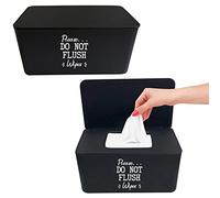 Moorfowl 2 Pack Please DO NOT Flush Wipes Dispenser,Upgarde Size (8.2L x 4.9W x 3.9H inches),Baby Wipes Container for Bathroom Wipes Holder Box for Septic System or Septic Tank (2 Black)