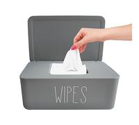 Moorfowl Baby Wipes Dispenser,7.28" L * 4.80" W *2.75" H,Flushable Wipes Holder for Bathroom Refillable Wipes Container Box Sleek Bathroom Decor Baby Registry Essential,Grey WIPES